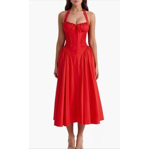 white christmas dresses Emerald Maeve Corset Midi Dress – Elegant Formal Wear main image 1